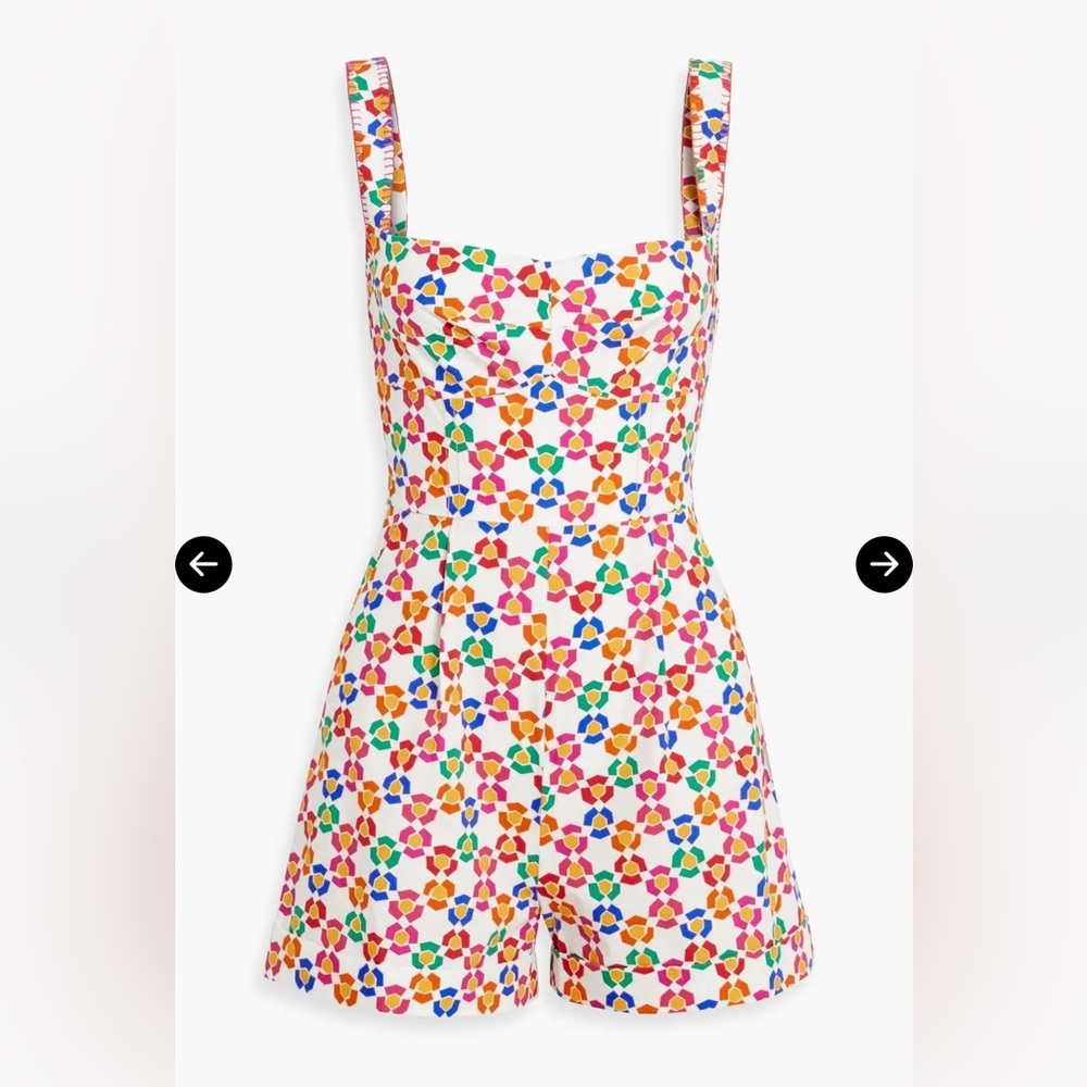 EUC SALONI Rachel Multicolor Floral Romper Playsuit Women’s Size US 6 Cotton